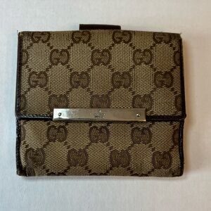 Gucci, canvas and leather,‎ compact bifold wallet